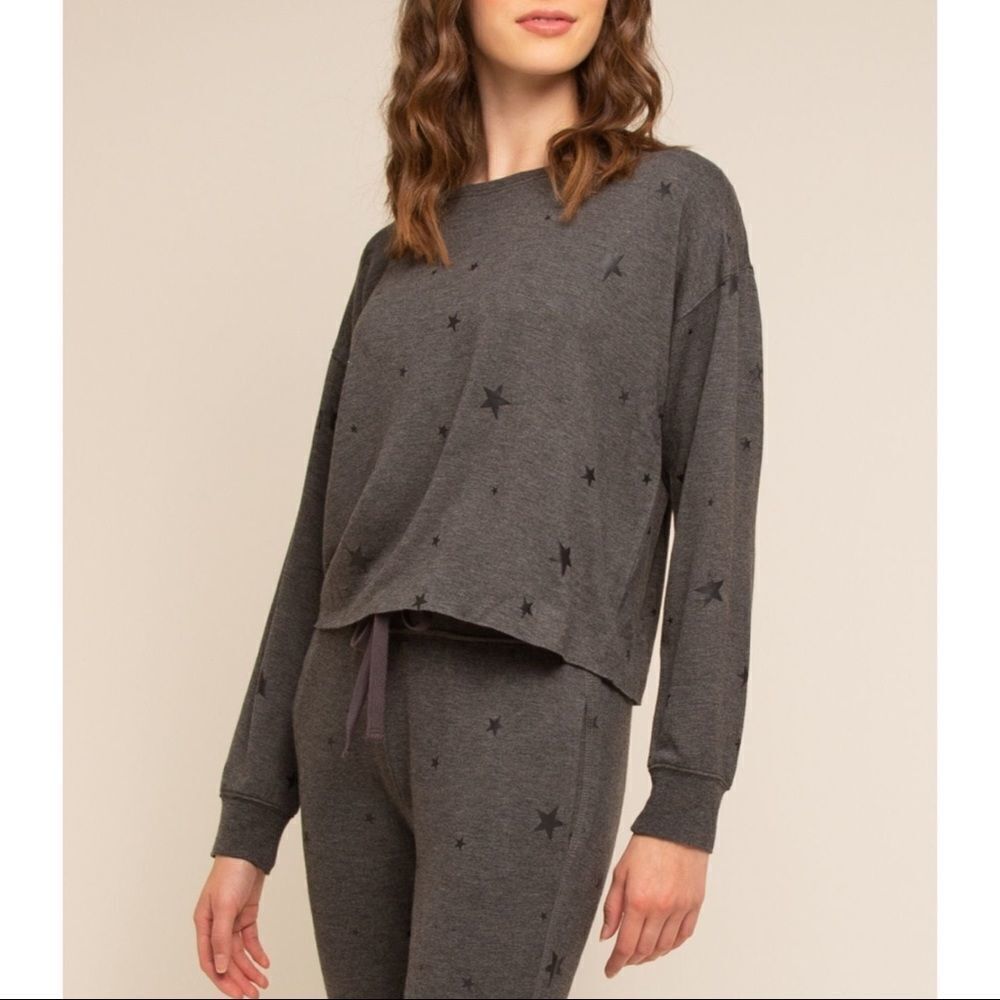 Thread & Supply Aliza Long Sleeve Top In Grey Stars